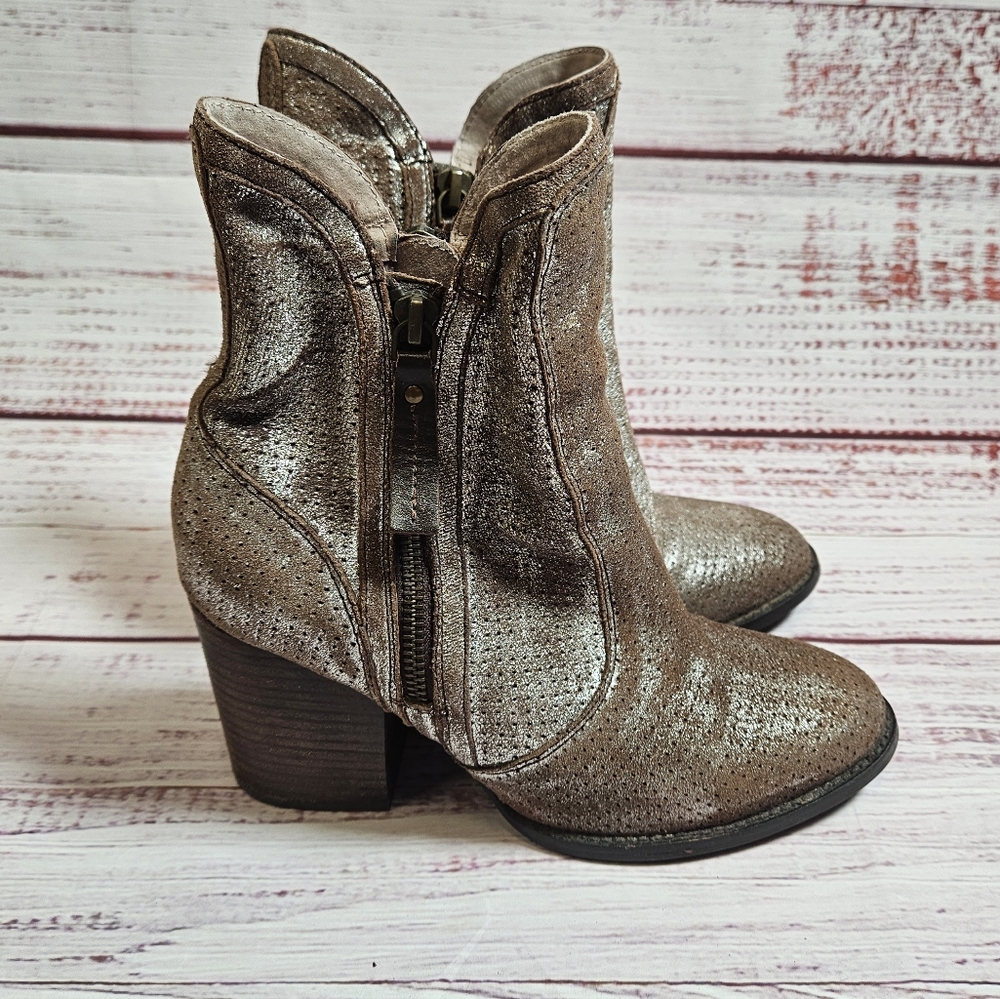 Anthropologie Metallic Ankle Boots